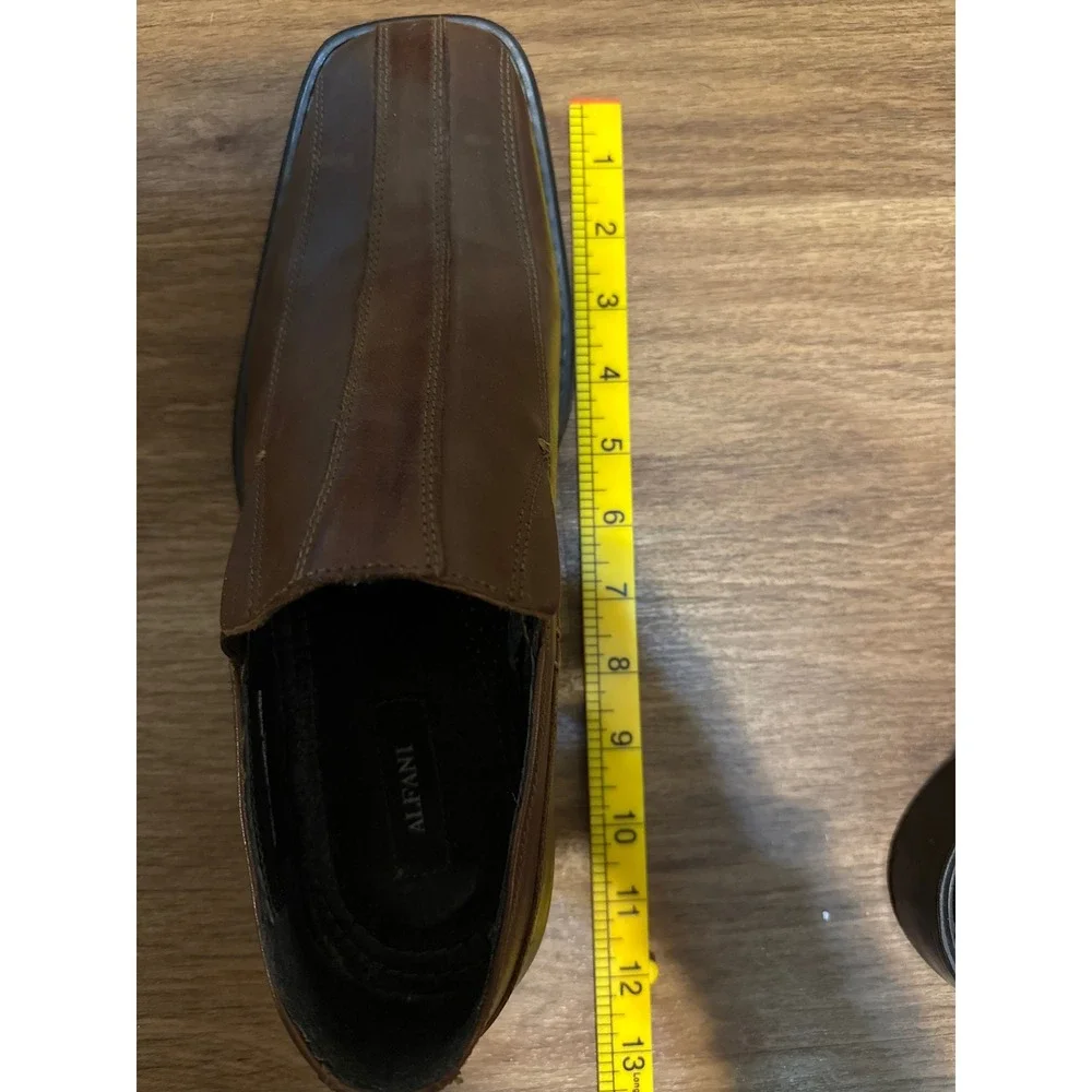 Alfani Mens Pablo Brown Leather Square Toe Slip On Loafers Dress Shoes Size 11 M - Picture 10 of 10